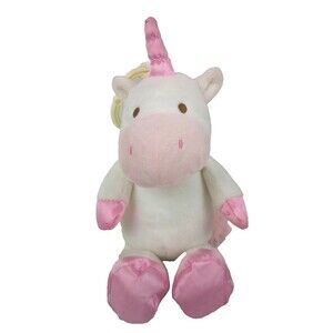 Kellytoy Kellybaby Unicorn Plush Lovey Baby Rattle Crib Stroller Clip Pink 12 In